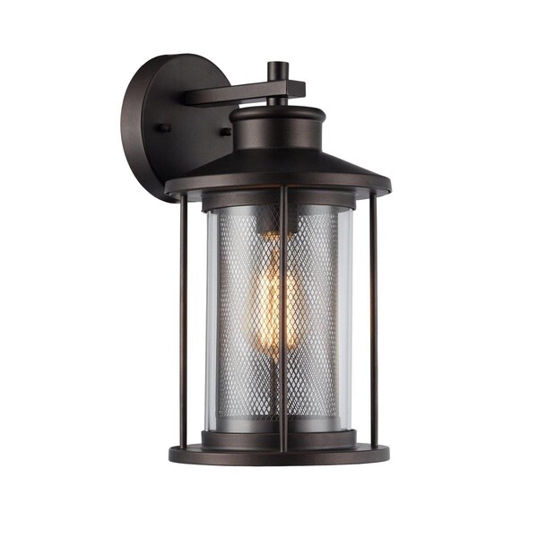 Feeltheglow 14 in. Tall Crichton Transitional 1 Light Rubbed Bronze Outdoor Wall Sconce FE2542763 - main